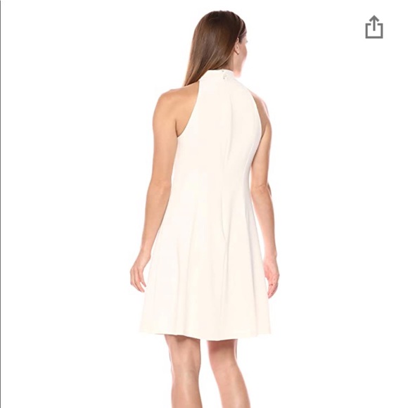 White Mock-Neck A-Line Mini Dress - Picture 5 of 14